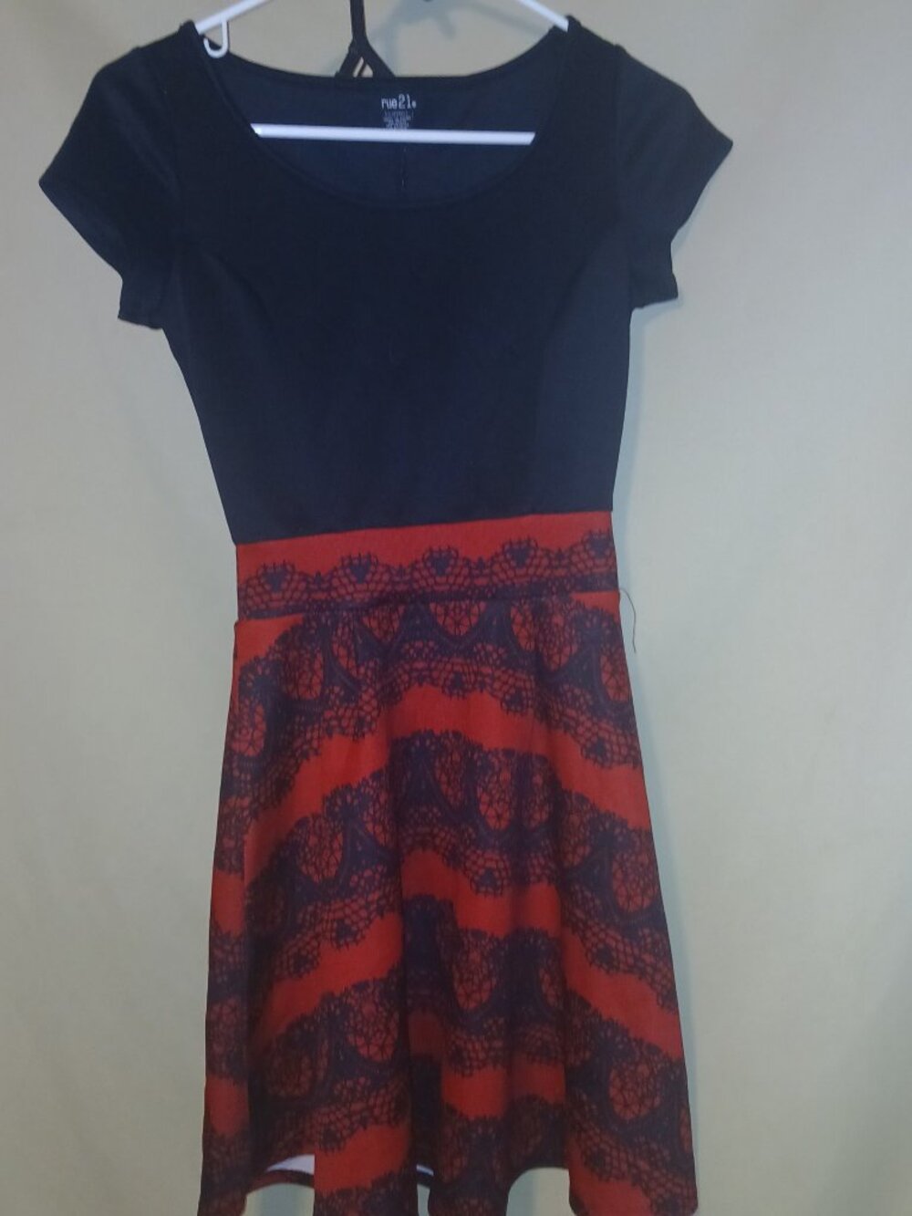 Rue21 Women's Black and Red Lace Pattern Dress Size XS